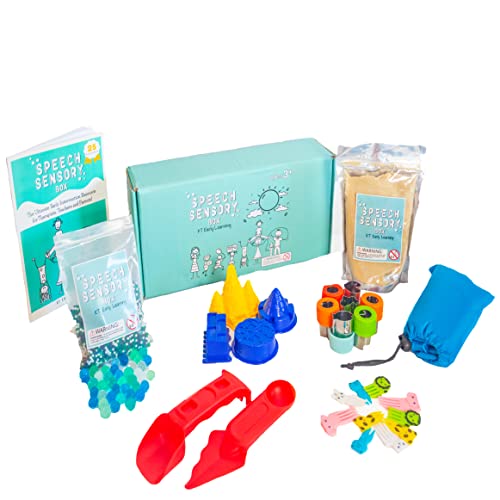 KT Early Learning Speech Therapy Sensory Toys for Toddlers-Ages 3+ Toddler Sensory Bin,Toddler Speech Development Toys,Included Activity Book, Sensory Sand, Sensory Beads, and a play mat for toddlers