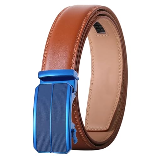 Men's Brown Leather Genuine Leather Belt Formal Casual Automatic Buckle Belt4