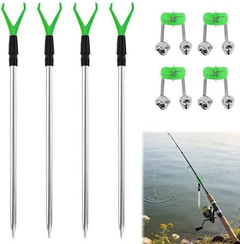 WDKXCN Fishing Rod Holder Set, 4PCS Bank Sticks Adjustable Extending ...