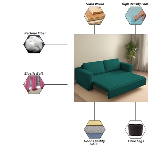 Image of Cisco 3 Seater Sofa Cum Bed for Home & Living Room (Pine) | Premium Fabric Modern Sofa Set | Comfortable Space-Saving Sofa Bed | Furniture for Home, Office & Living Room Decor