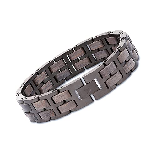 Bracelet Homme Acier Bois Anti Allergie Ajustable WOODSTAR B20-004