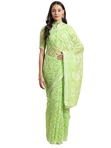 Image of AKHILAM Women's Brasso Saree With Unstiched Blouse Piece