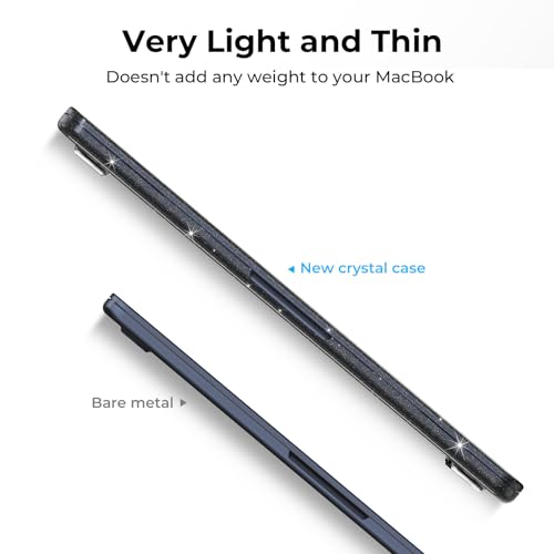 Image of EooCoo Case Compatible for New Apple MacBook Air 13 inch M5 2026 2025 2024 2022 M4 M3 M2, A3449 A3240 A3113 A2681, Mac Air 13.6 inch Laptop Protective Plastic Hard Shell Cover Smooth, Glitter Black
