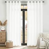 RYB HOME Extra Long Sheer Curtains 108 inches Long for High Ceilings, Floor to Ceiling Privacy Window Treatments, Semi Sheer Grommet Top Heavy Vertical Panels for Sliding Glass Door, White