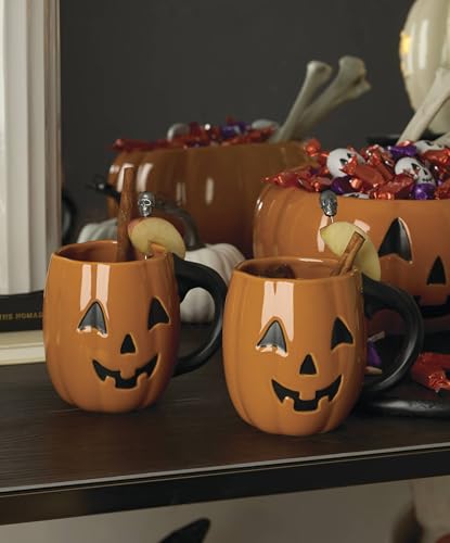 Image of Lenox Halloween Figural Pumpkin Porcelain Mug Set for 4, 20oz