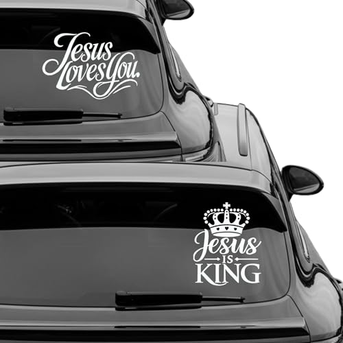 Pegatinas Jesus is King de 15 cm vinilos religiosos coche pack de 2 2