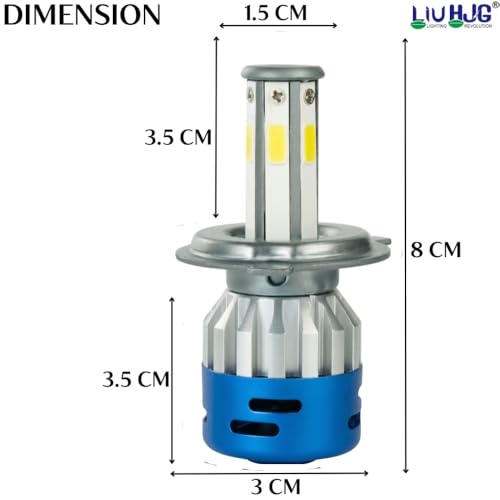 Image of LIU HJG M8 Mini H4 Motorcycle LED Headlight Bulb - 100W /12000LM, AC-DC Compatible, 12000 RPM Turbo Cooling Fan, High /Low Dual Beam Super Bright Universal LED Bulb(pack of 1)