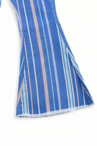 Multi-Color Stripe on Blue Printed Bootcut Denim Pants.3