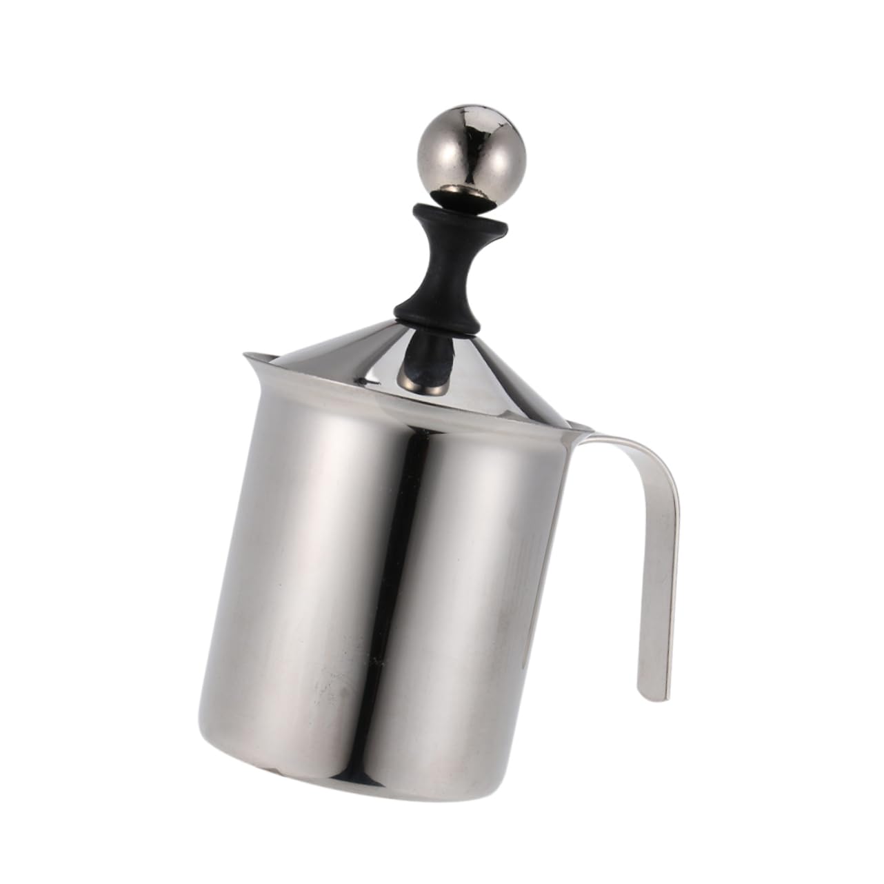 Montalatte Manuale in Acciaio Inox 800cc, Doppia Rete per Cappuccino | Argento, Adatto per Casa e Caffetteria, Facile da Usare, Resistente al Calore, Pratico