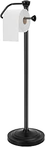 Toilet Paper Holder Stand, Toilet Paper Stand with Stable Weighted Base, Large Capacity Black Toilet Paper Holder Stand with Storage, Spiral Assembled Toilet Paper Holder Free Standing Without Tools