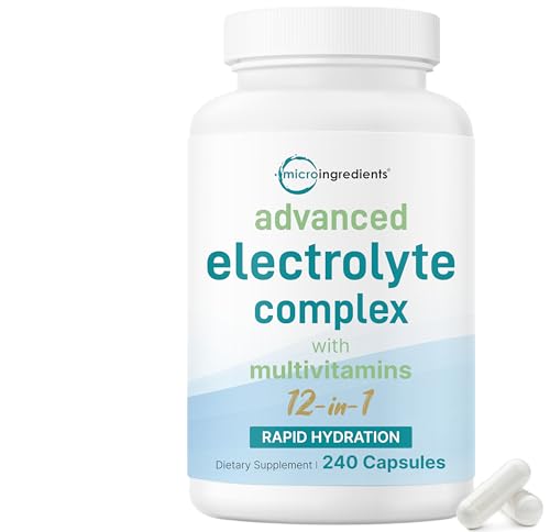 Advanced Electrolyte Complex Capsules for Hydration 240 Count Salt Pills with Himalayan Pink Salt Sodium Potassium & Magnesium Sugar Free Electrolyte Tablets with Vitamin D3 & B1 Zinc