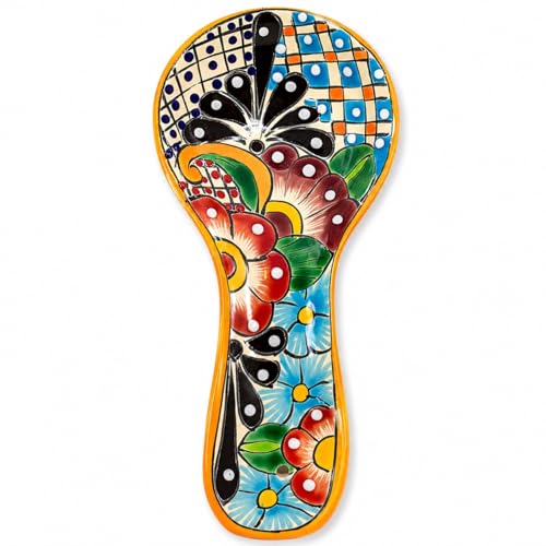 Talavera Spoon Rest &ndash; Hand-Painted Ceramic Utensil Rest Handmade in Mexico, 10' Large for Stove...