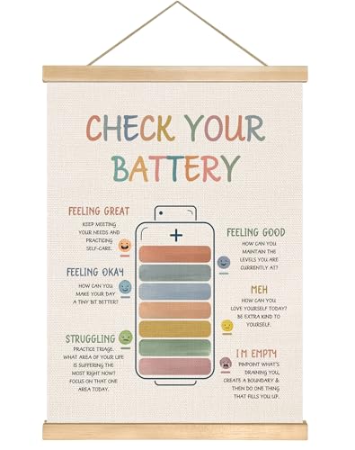 Check Your Battery Wall Art Decor,18.5x14Inch Mental Health Awareness Poster