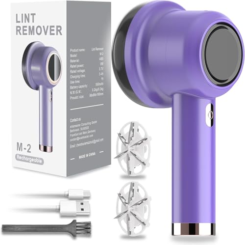Lint Remover, Fabric Shaver Electric Bobble Remover for Clothes, USB Charging Fluff Remover Sweater Shaver with 2 Replacement Heads for Clothes Fabric