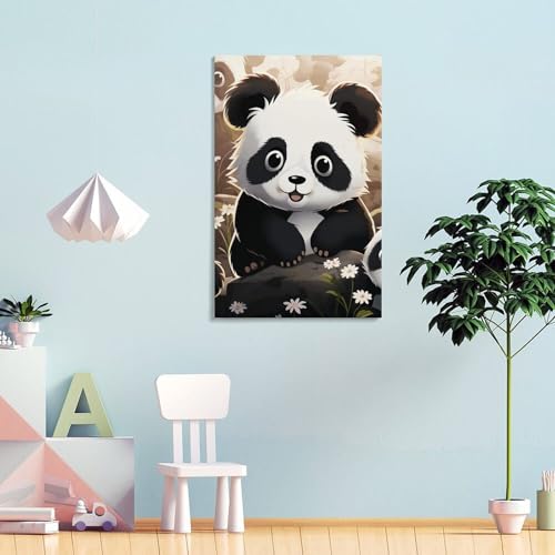 Toile murale panda avec cadre suspendu déco 50x75 cm - 4
