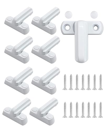 GIFANEO 8 Pcs Serrure de fenêtre Blanc,poignee de fenêtre verrouillable pour Sécurité Enfant,Alliage de Zinc,Serrures SéCurité SuppléMentaires,pour Toutes Les fenêtres et Portes de Balcon (Blanc)