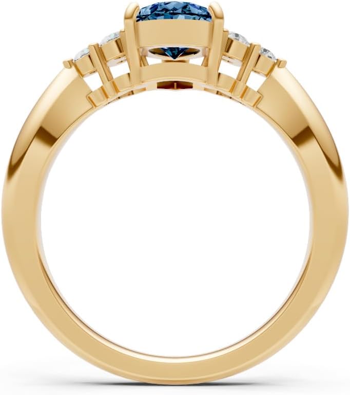 PEORA Pear Shape Cut Alexandrite Solitaire Band Available in Solid 10K, 14K or 18K Ring – White, Yellow or Rose Gold