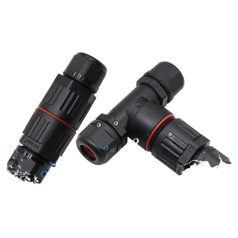 POWTAXBJGD IP68 I/T Shape Waterproof Connector 2/3/5 Pin Wire Connectors Quick Screw Push-in Terminals Junction Box(3P T Type,1 Set)
