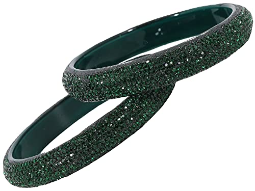 Image of NMII Glass with Zircon Gemstone and Glitter Kada Set For Women and Girls