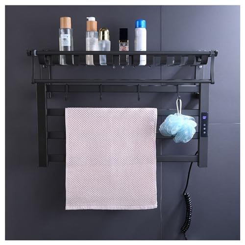 Toallero eléctrico de pared blanco con temporizador y calentador de toallas