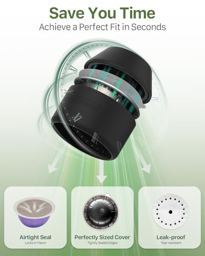 Grasseed Reusable VertuoLine Capsule Kit for Nespresso Pods with 50Pcs Aluminum Foil Seals Lids, Refillable Coffee Pods for VertuoLine to Refill Pods