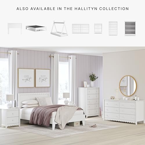 Signature Design by Ashley Hallityn Minimalist 2 Drawer Nightstand, Smooth-Gliding Drawers, Wood, 21.34" W x 15.94" D x 24.37" H, Matte White Finish - Image 6
