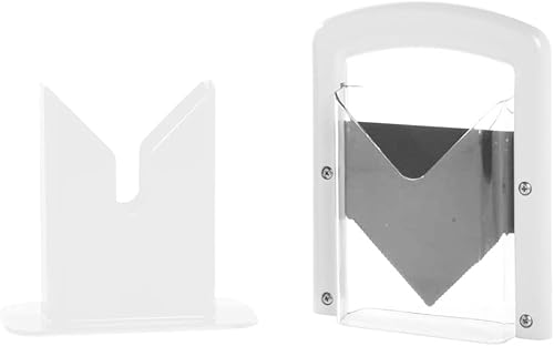 Miniatura 4 de Cortadora de bagel, mango de seguridad, cortador de bagel de acero inoxidable (blanco)