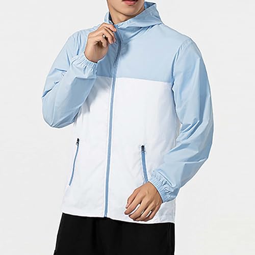 Mens Windbreaker Jackets Lightweight Color Block Jacket with Hood Golf Running WindBreaker Coats with Zip Pockets2