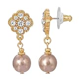 1928 Jewelry Simulated Pearl and Crystal Drop Earrings