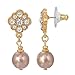 1928 Jewelry Simulated Pearl and Crystal Drop Earrings