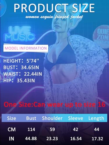 GORAIS Women Sequin Jacket Long Sleeve Casual Fringed Jackets Open Front Sparkly Blazer Coat for Party3