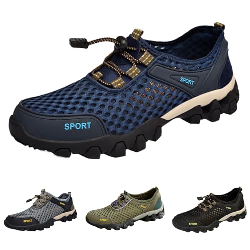Men Summer Mesh Breathable Hiking Shoes Comfortable Walking Shoes Outdoor Travel Shoes Fashion Casual Sneaker Laces Mens3