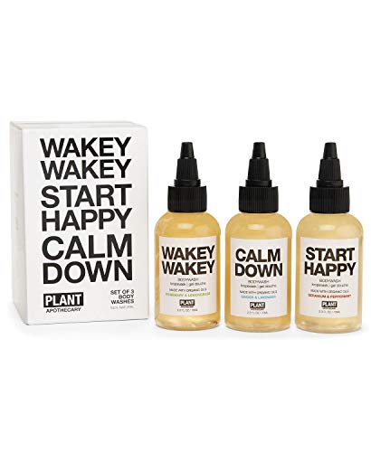 PLANT Apothecary Travel Size Body Washes, Set of 3, 2.3 oz each: Wakey Wakey, Calm Down, and Start Happy