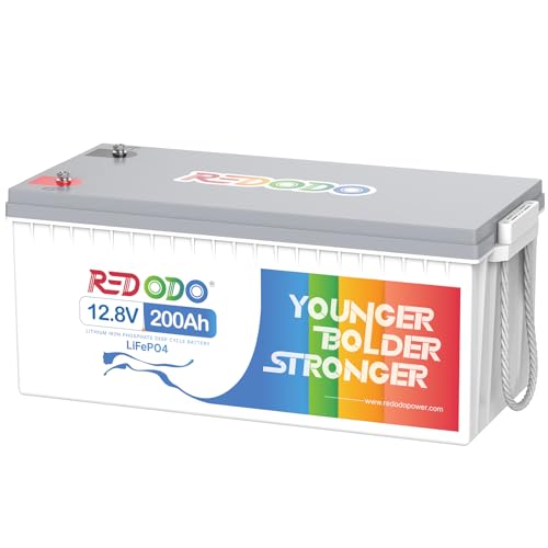 Image of Redodo 12V 200Ah LiFePO4 Battery Lithium Battery with 100A BMS, Rechargeable 4000-15000 Deep Cycles & 10-Year Lifetime, Perfect for RV, Camping, Boats, Trolling Motor, Solar Home System, etc.