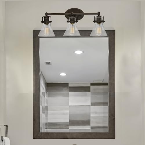 Image of Maxim Lighting Seafarer 4-Light Bath Vanity Light | Oil Rubbed Bronze Steel Finish | Seedy Wire Glass Shade | Industrial Indoor Light Fixture | Ideal for Bathrooms & Powder Rooms | 26114CDOI