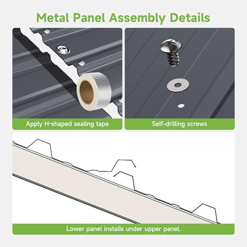 Image of Heavy Duty Metal Carport, 20x20FT Carport Canopy with Galvanized Steel Roof and Reinforced Frame, 4 Support Rods, Outdoor Garage Car Shelter Shade for 2 Cars, Boats and Truck, Party, Gray