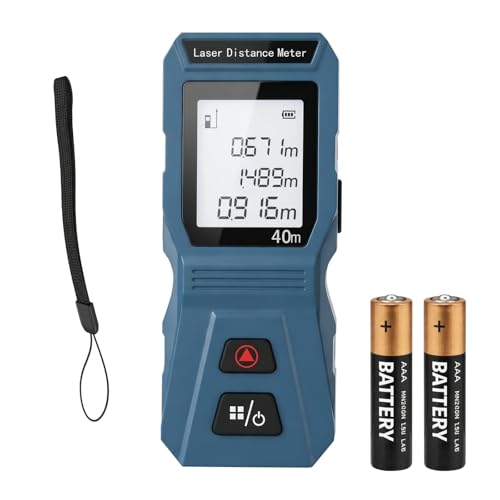 Image of TOMAHAWK MIN 0040 Laser Distance Meter Measurer 40M /131Ft with Area, Volume and Pythagoras Measurement - Water and Dust Resistant Laser Measuring Device with Backlit LCD, Battery Included