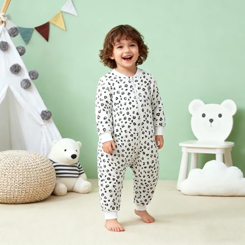 Image of 0.5 Tog Wearable Blanket with Detachable Long Sleeves, Footie Jumpsuit for 9-36 Months