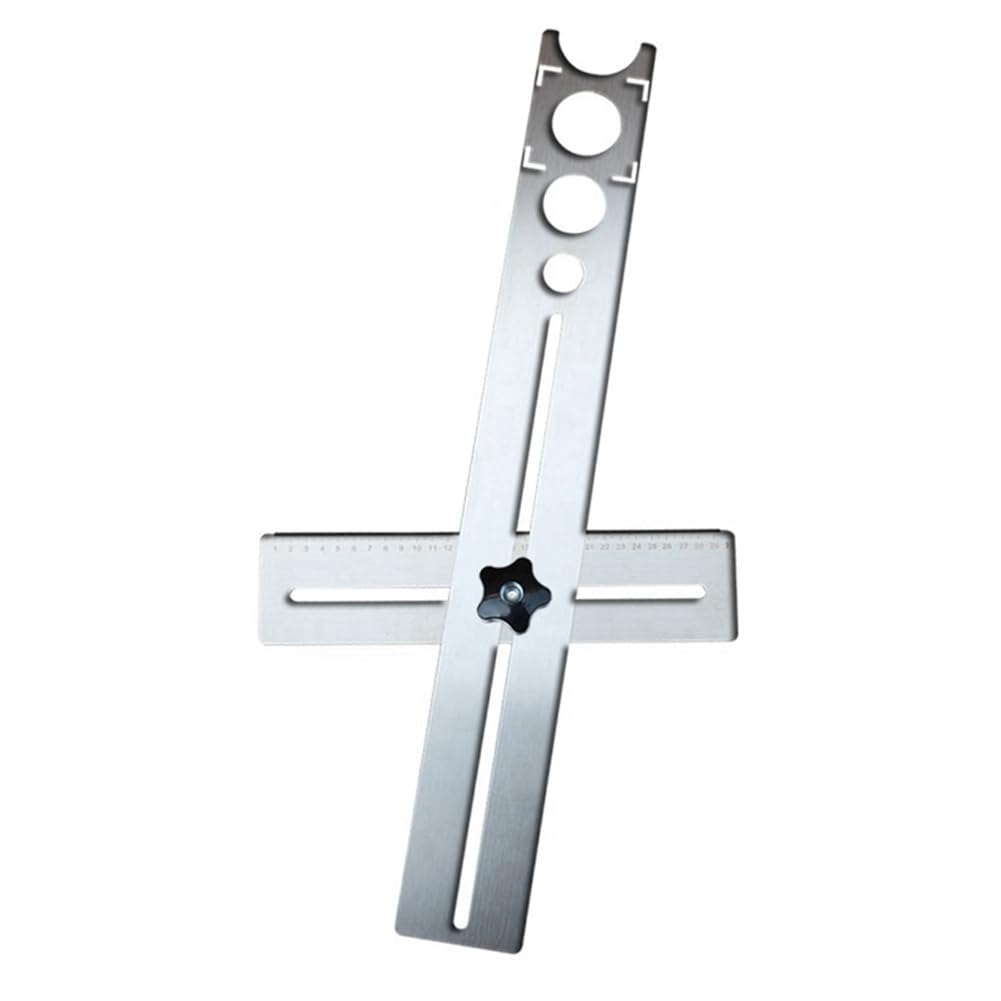 Tsolay Silver Multifunctional Universal Tile Hole Locator 40Cm Universal Ruler Thickness 1Mm Drilling Tool