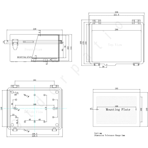 Otdorpatio 018CC7 Junction Box, Hinged Clear Cover Stainless Steel Latch Ip67 Waterproof Abs Project Box With 2 Cable Glands,Electrical Box Enclosure With Mounting Plate & Wall Bracket 8.7X6.7X4.3Inch thumb #6