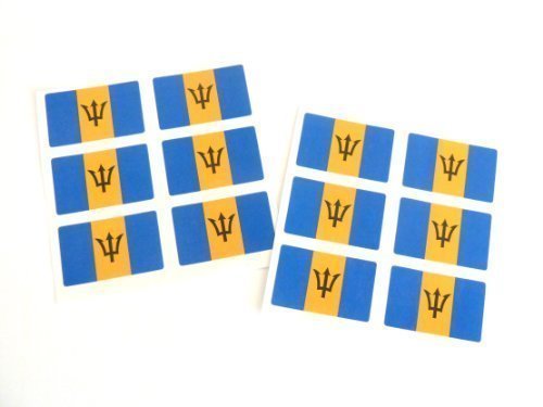 Pacchetto Di 12 Mini Adesivi Con Bandiera Di Barbados - Etichette Rettangolari 33x20 Mm, Autoadesive Permanenti Per Decorazioni - 4