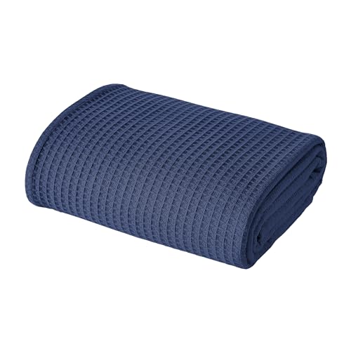 Image of Modern Threads 100% Cotton Waffle Thermal Blanket, Navy, Full /Queen