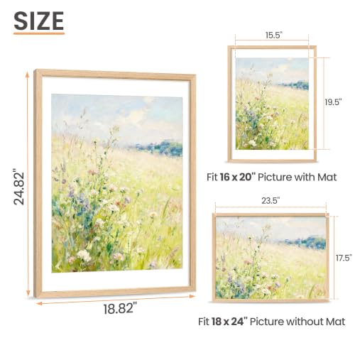 Image of upsimples 18x24 Picture Frame Solid Wooden, Nursery Wall Frames Set of 3 | 100% Natural Solid Wood, Fit 16x20 with Mat and 18 x 24 Posters, For Kids Room, Gallery Wall Decor