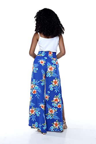 Matchable Couple Hawaiian Luau Shirt or Wide Legged Pants in Pacific Palm Navy3