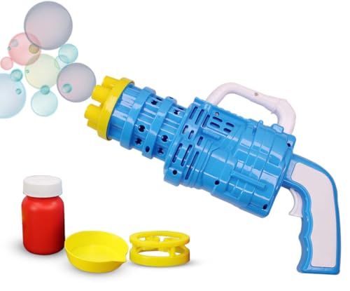 Image of Fully Easy to Use Bubble Gun Toy with 1 Bubble Liquid and Tray for Kids Indoor and Outdoor Fun Play Birthday Gifts