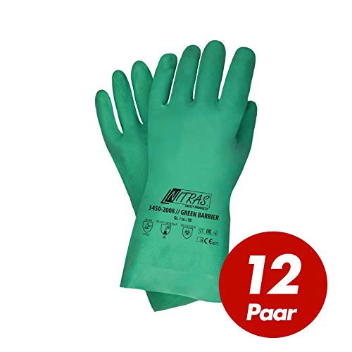 Preisvergleich Produktbild 12 Paar Nitras GREEN BARRIER 3450 Nitrilhandschuhe, grün, Grün, 11 (XXL)