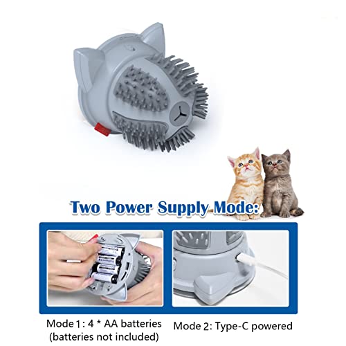 Image of Brrnoo Automatic Cat Self Groomer with 2 Speed Rotating Brush, Smart Interactive Cat Massager with Color Changing LED Light and Catnip, Wall Mounted Design for Indoor Cats