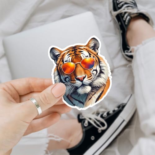 Image of 3PCS Cool Tiger Sticker Sunglasses Animal Decal for Laptop Water Bottle Car
