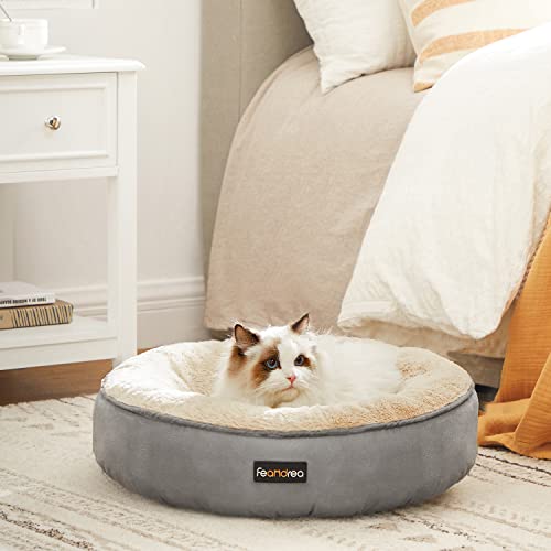 Feandrea Hundebett, Katzenbett, Donut, Ø 50 cm, hellgrau PGW050G01