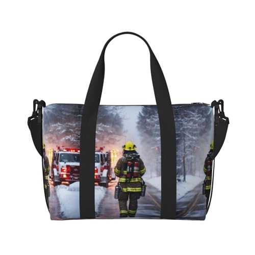 Firefighter Fireman Flame print Gym Bag for Women,Carry on Weekender Overnight Duffle Bag,Personal Item Tote Bag2